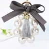 ⁦Fashion Pearl Tassel Keychains Beautiful Bow Key Chain For Womens Girl's Bag Purse Pendant Accessories Wholesale Car Key Ring⁩ - الصورة ⁦4⁩