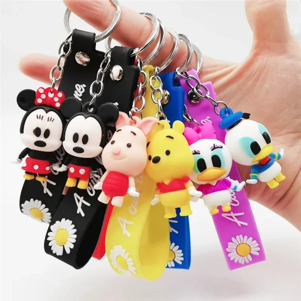 New Anime Disney Mickey Mouse Keychai Figure Toys Minnie Minnie Stitch Frozen Keychain Car Couple Bag Keychain Girl's Gift Toys