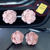 ⁦2 Pcs Pink Auto Air Conditioner Freshener Vent Solid Car Perfume Clip Flower Decor Air Fragrance Smell Diffuser Accessories⁩ - الصورة ⁦2⁩