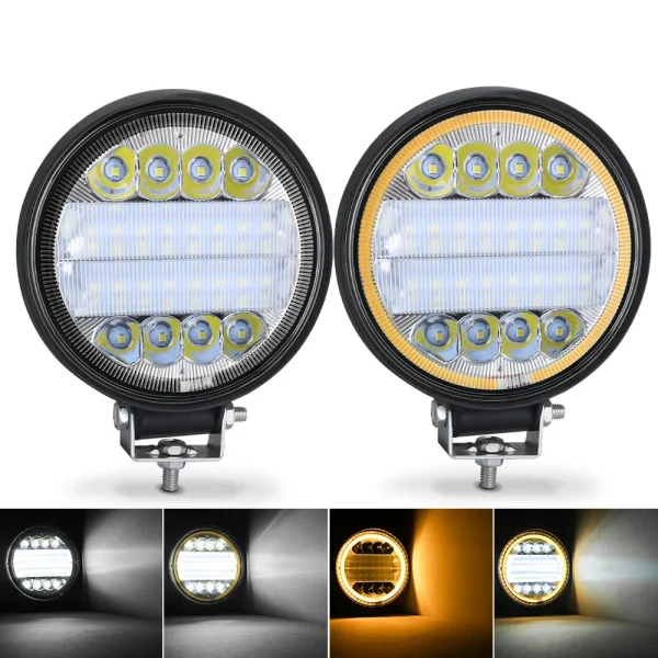 Led Work Light Bar 72W 24 barra Square Round Spotlight DRL Car Light For 4x4 led bar offroad SUV ATV Truck Excavator White Amber