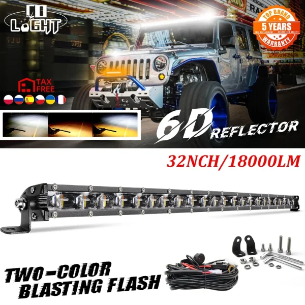 CO LIGHT 32" 180W LED Bar Offroad Spot Flood Combo Strobe LED Light Bar/Work Light for Truck Car SUV 4WD 4x4 Boat Barra 12V 24V