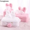 ⁦Sweet Bowknot Long Ear Rabbit Tissue Box Cotton Animal Style Napkin Holder Cover Room Car Sofa Bedroom Dressers Girl's Room Gift⁩ - الصورة ⁦2⁩