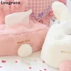 ⁦Sweet Color Pink White Plush Rabbit Tissue Box Durable Home Car Hotel Sofa Paper Tissue Holder Napkin Case Pouch Girl's Gift⁩ - الصورة ⁦4⁩