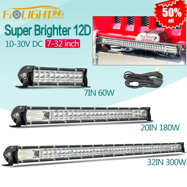 FI-Lighting 2Rows 12D Off Road LED Bar Combo LED Light Bar Work Light 12V-24V for Truck 4X4 UAZ 4WD ATV Car Barra LED Driving