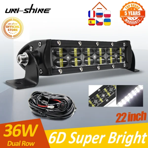 UNI-SHINE 8 inch 36W Led Light Bar 12V 24V Combo Beam For Car 4x4 Off road Motorcycle Uaz ATV Truck Barra Driving Led Work Light