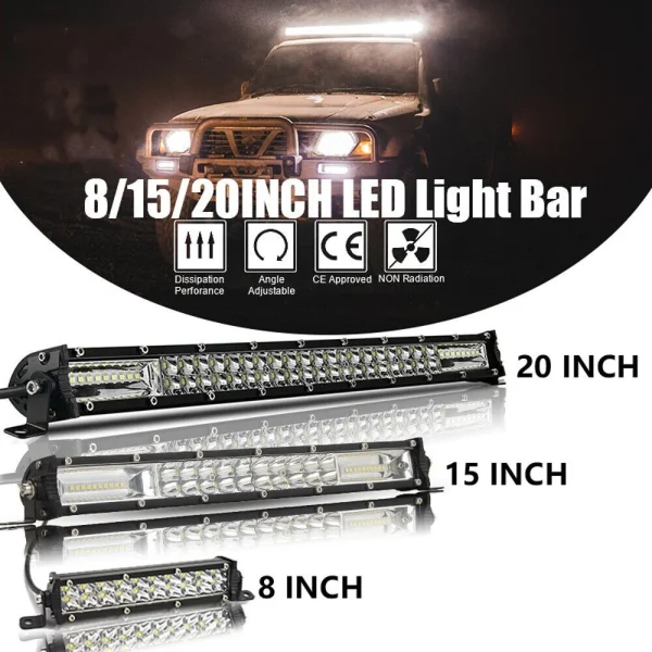 20/15/8 inch LED Bar Offroad Spot Flood LED Light Bar Single Row for Jeep Truck Car SUV 4WD 4x4 Boat ATV Barra Ultra Slim12V/24V