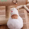 ⁦Kawaii Cute Baby Kid Flush Doll Soft Fluff Small Gift Present Keychain Key Ring Decoration Car Decoration for Women/ Girl's Bag⁩ - الصورة ⁦3⁩