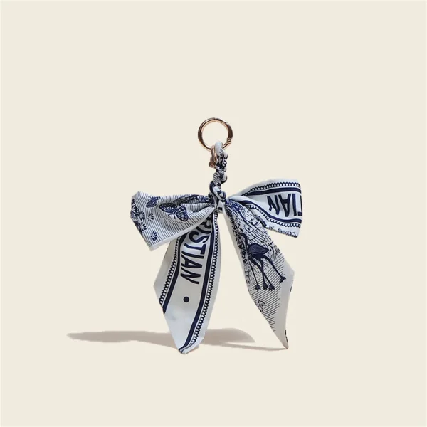 Scarf Handcrafted Bow Keychain Korean Girl's Bag Pendant Original Designer Car Key Creative Key Ring Accessories Womens Jewelry