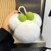 ⁦Cute Real Rabbit Fur Bag Charm for Women Car Keychain Pendant Ins Plush School Bag Hanging Ornaments for Girl'S Gift⁩ - الصورة ⁦4⁩