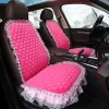 ⁦Fashion Pink Lace Car Seat Cover Velvet Plush Seat Cushion Pad Auto Chair Car Front Seat Protector For Lady Girl Women⁩ - الصورة ⁦2⁩