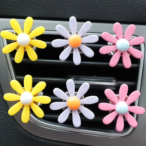 Cute Flower Air Outlet Decoration Air Perfume Vent Clip Interior Plastic Mini Flower Aromatherapy Cute Creative Car Accessories