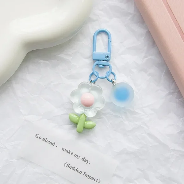 Fashion Sweet Cute Tulip Flowers Key Chain For Women Bag Backpack Pendant Jewelry Trinket Girl's Car Key Ring Keychain