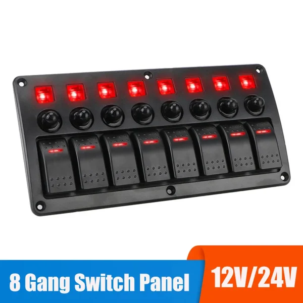 24V 12V Switch Panel 8 Buttons Car Lights Toggle Breaker Fuse Case Indicator Caravan Accessories For Boat Truck Trailer Marine