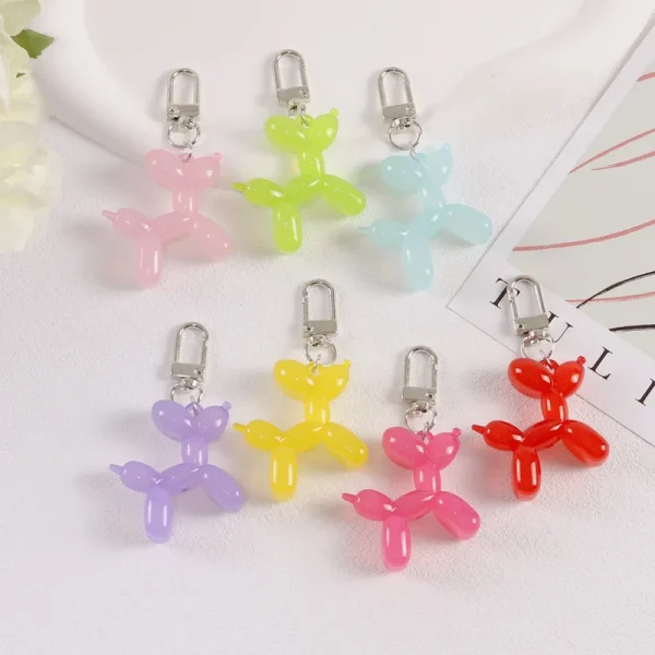 Fashion Keychain Punk Jelly Balloon Dog Keychains for Women Bag Pendant Jewelry Trinket Girl's Car Key Ring Key Chain