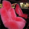 ⁦1 Pcs Car Seat Covers For Sedan SUV Warmer Wool One Piece For Front Seat Thick Quality Fur Cushion Mats Women Pink⁩ - الصورة ⁦2⁩