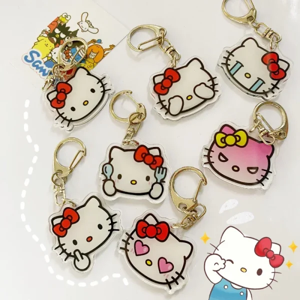 Sanrio Hello Kitty Keychain Fashion Acrylic Keychains Gift for Women Bag Pendant Jewelry Trinket Girl's Car Key Ring Key Chain