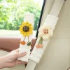 ⁦Cute Cartoon Car Seat Belt Shoulder Pad Girl's Solid Color Plaid Seat Belt Shoulder Covers Non-Slip Auto Safety Neck Support Pad⁩ - الصورة ⁦5⁩