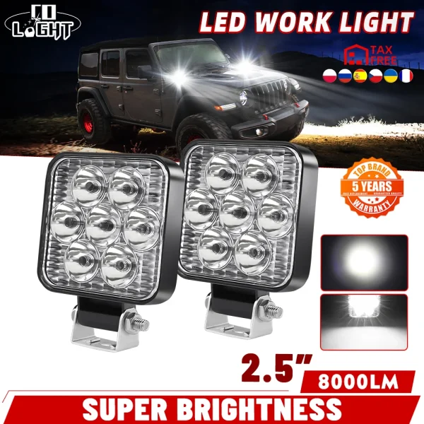 CO LIGHT 2.5“ LED Bar Offroad 4X4 Spotlight 12V 24V Work Light Bar For Truck Boat Car Tractor SUV ATV Barra Mini LED Headlights