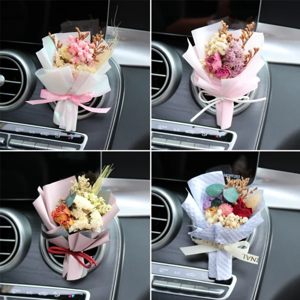 Car Air Outlet Perfume Decoration Immortal Dried Bouquet Small Fresh Air Conditioning Mouth Gypsophila paniculata Fragrance Clip