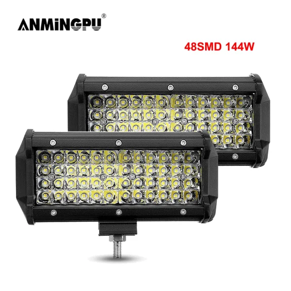 ANMINGPU 144W Spotlight LED Bar Off Road 12V 24V LED Light Bar/Work Light for Truck SUV 4WD 4x4 Boat ATV Car Barra LED Headlight