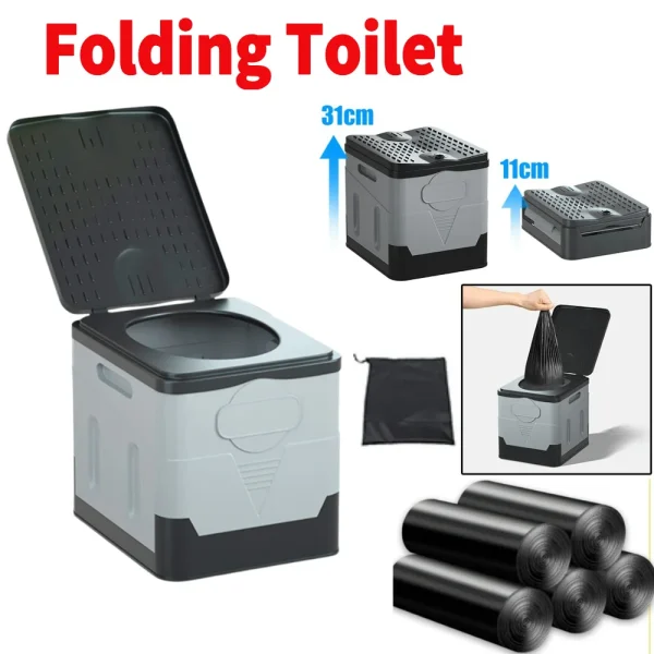 Portable Folding Toilet for Outdoor Camping Potty Collapsible Car Toilet Bucket for Adults Kids Cover Design Seat Toilet