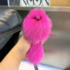 ⁦Real Fox Fur Car Keychain Natural Fur Fox Ball Charm Keychain Women Ins Plush Ball School Bag Hanging Ornaments For Girl'S Gift⁩ - الصورة ⁦4⁩