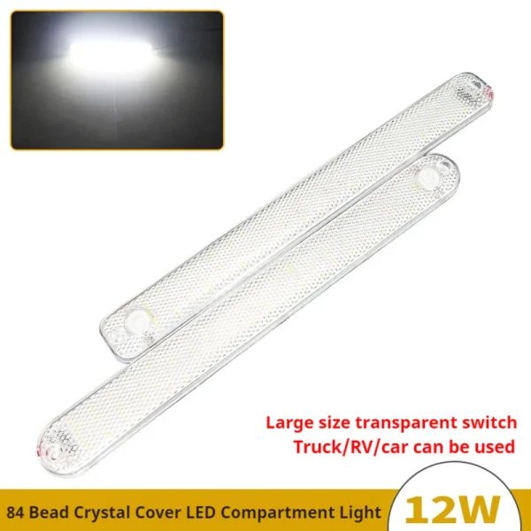 1pc 12-85V LED Car Interior Light Bar Strip With Switch for Truck RV Van Lorry Camper Boat Caravan Motorhome Reading Lamp