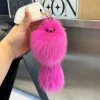 ⁦Real Fox Fur Car Keychain Natural Fur Fox Ball Charm Keychain Women Ins Plush Ball School Bag Hanging Ornaments For Girl'S Gift⁩ - الصورة ⁦2⁩