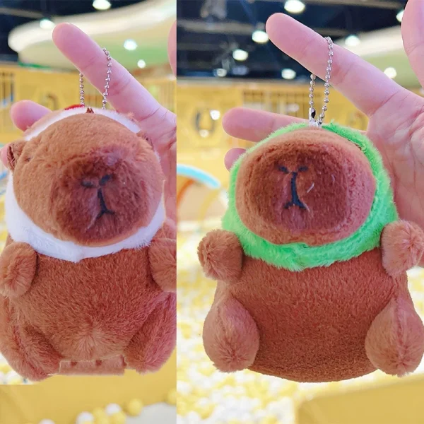 Girl's Capybara Plush Doll Cartoon Keychain Pendant Soft Stuffed Doll Backpack Pendant Car Bag Key Ring Decor Kid Small Gift