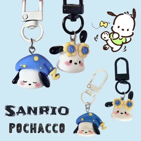 Fashion Sanrio Keychain Kawaii Pochacco Anime Keychains for Women Bag Pendant Jewelry Trinket Girl's Car Key Ring Key Chain Gift