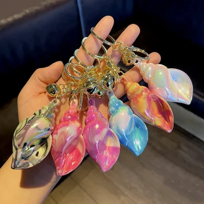 Colorful Acrylic Conch Keychain for Girl's Bag and Car Pendant, Electroplated Home Furnishings, Decoration, Wholesale, 10Pcs