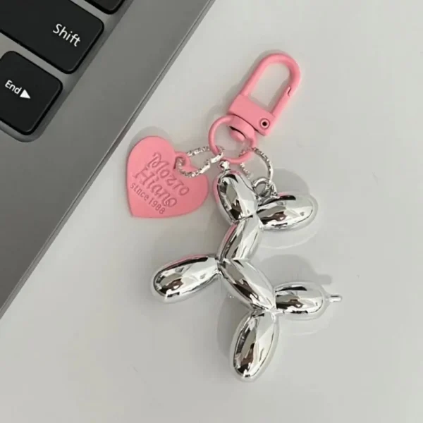 Cute Keychain Punk Heart Dog Balloon Keychains For Women Bag Pendant Jewelry Trinket Girl's Car Key Ring Key Chain