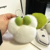 ⁦Cute Real Rabbit Fur Bag Charm for Women Car Keychain Pendant Ins Plush School Bag Hanging Ornaments for Girl'S Gift⁩ - الصورة ⁦5⁩