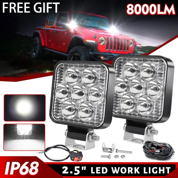 12V 24V Led Work Light Spotlight Auto Fog Lamp 6500K Boat Truck Farm 4X4 4WD Off Road Barra High Intensity Auto LED Headlights