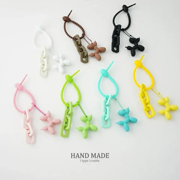 keychain jelly Balloon Dog Keychains Fashion Kawaii Cute Jewelry Women Bag Pendant Jewelry Trinket Girl's Car Key Ring Key Chain