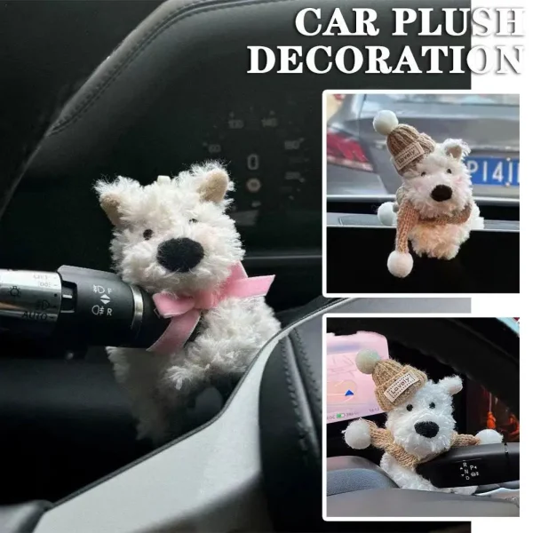 1pc Creative Cute Plush Dog Car Doll Decoration Car Wipers Turn Signal Decoration For Girl's New Car Gift Home Decoration