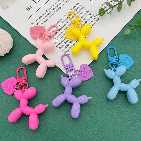 Cute Cartoon Y2K Style Balloon Dog Key Chains Acrylic Car Keychain Girl's Book Bag Satchel Pendant Jewelry Accessories keyrings