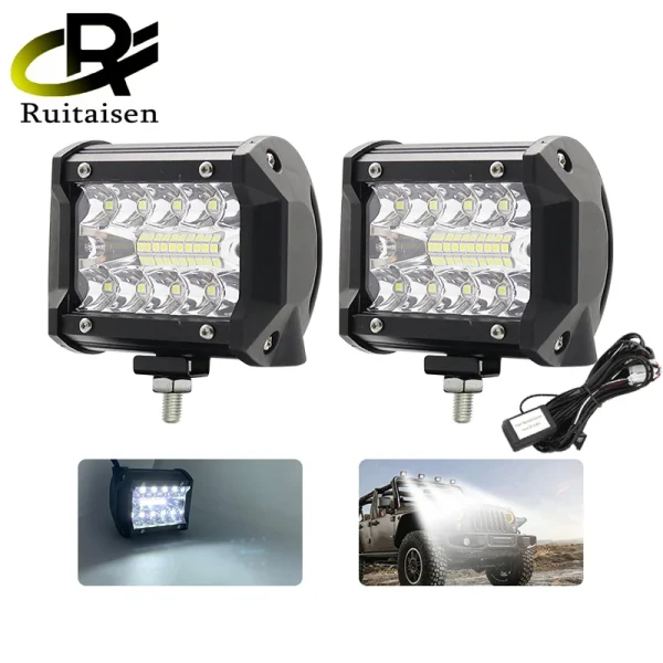 60W 4INCH LED Waterproof Work Light LED Bars Spot Flood Beam Driving barra led 4x4 off road Boat Car Tractor Light Truck 12V 24V