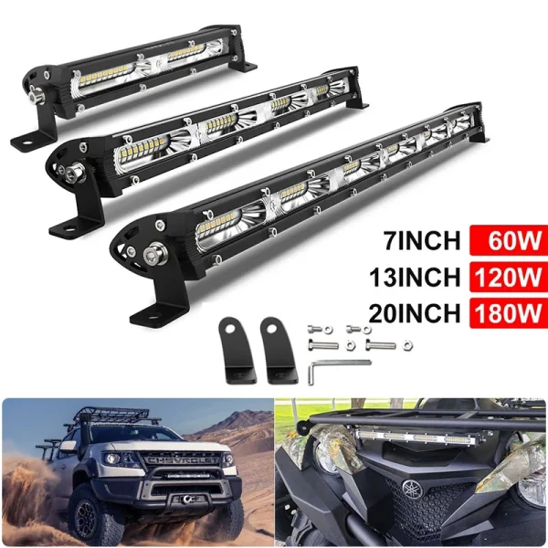 Led Work Light Bar 7" 13" 20" Inch Ultra Slim Barra Led Bar 12V Flood Single Row 4x4 Fog For Car Truck ATV Jeep Off Road Lamps