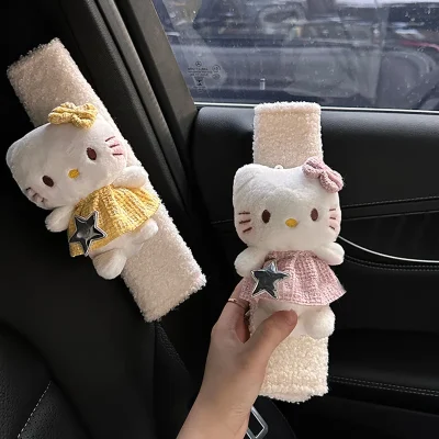 Kawaii Seat Belt Shoulder Guard Girl's Heart Sanrio Kitty Car Ornament Decoration Tissue Paper Bag Jewelry Accessories Gift