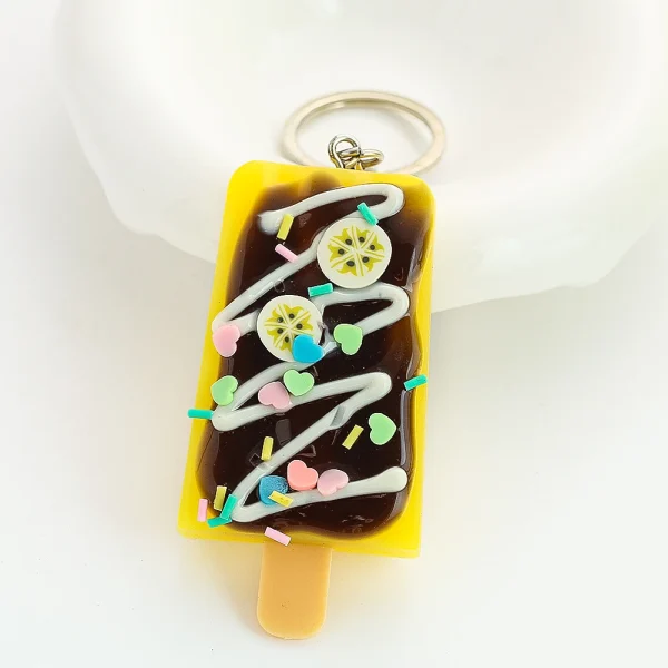 1PC PVC Mini Ice Cream Keychain Sweet Food Model Photography Props Men's Car Keychain Backpack Accessories Girl's Gift