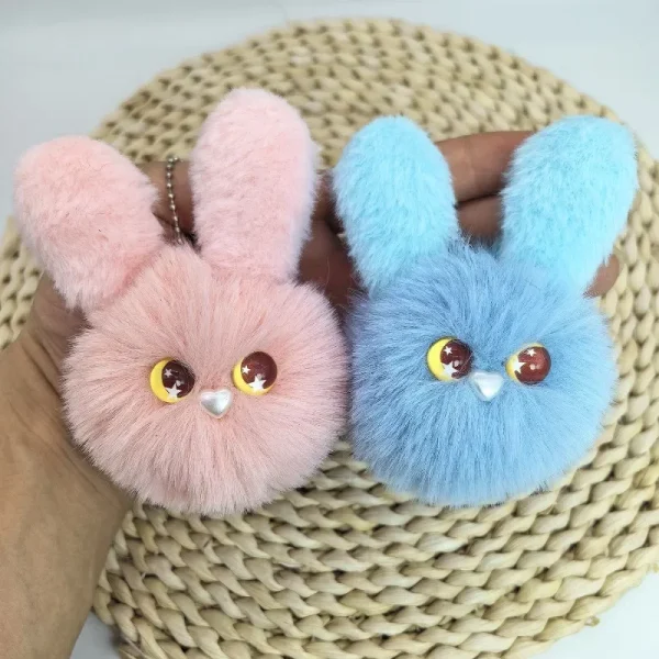 Cute Handmade Plush Rabbit Ear Keychain Cartoon Decorative Bag Car Keychain Jewelry Doll Doll Girl's Clothing Accessory Pendant