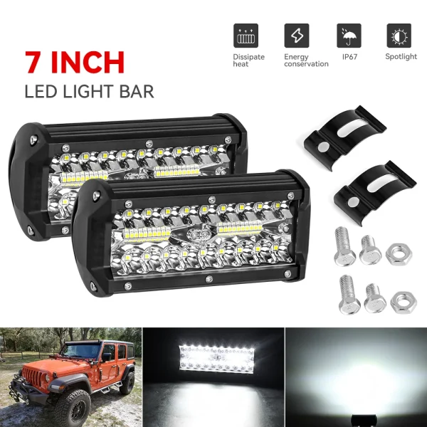 7inch LED Work Light Bar Car 12V 24V Spot Flood Combo 4 12 Inch for Off Road Truck 4x4 Atv Boat Car Barra LED Headlights