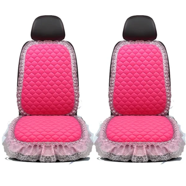 Fashion Pink Lace Car Seat Cover Velvet Plush Seat Cushion Pad Auto Chair Car Front Seat Protector For Lady Girl Women