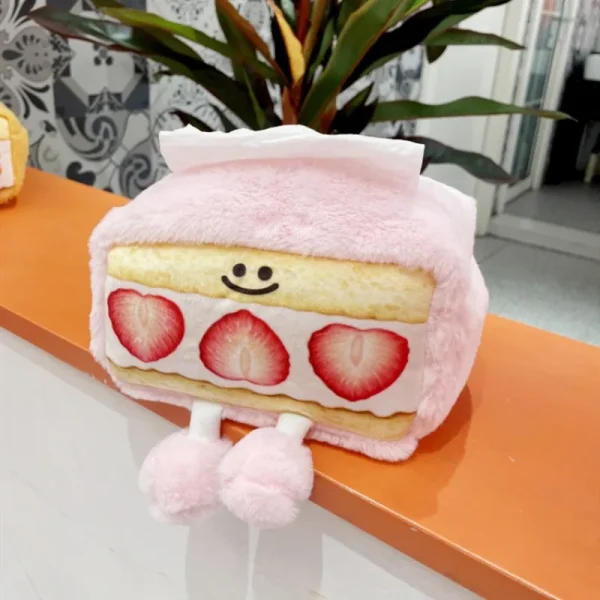 Strawberry Dessert Tissue Box Sweet Color Pink Durable Home Car Hotel Sofa Paper Tissue Holder Napkin Case Pouch Girl's Gift