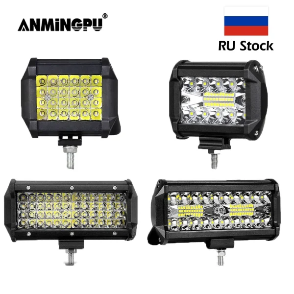 ANMINGPU 12V 24V LED Bar Spot Flood Combo 4 7 Inch LED Work Light Bar for Off Road Truck 4x4 Atv Boat Car Barra LED Headlights